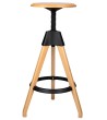 Krzesło barowe regulowane TOM czarne - polipropylen, drewno bukowe