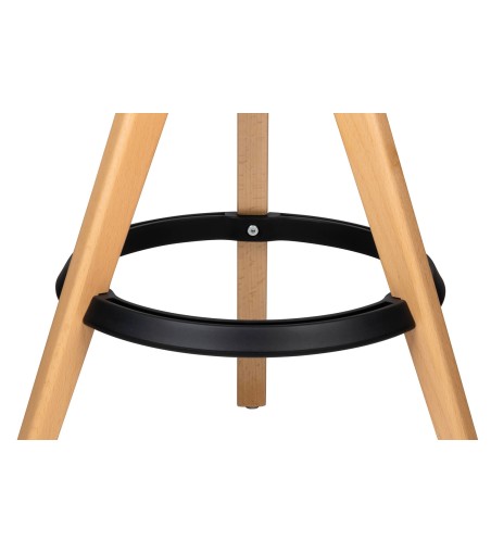 Krzesło barowe regulowane TOM czarne - polipropylen, drewno bukowe