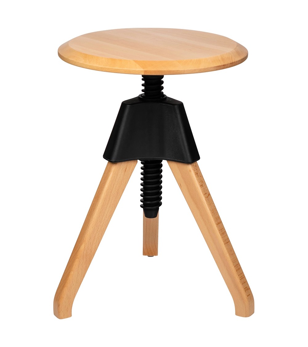 Stołek JERRY czarny - polipropylen, drewno