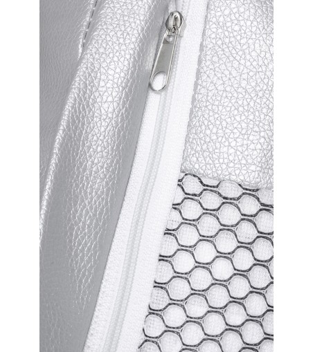 Fotel wiszący BUBBLE poduszka srebrna - korpus akryl, poduszka ekoskóra