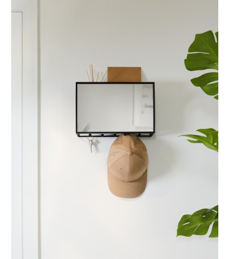 UMBRA organizer ścienny z lustrem CUBIKO czarny