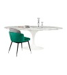 Stół TULIP ELLIPSE MARBLE ARABESCATO  - biały - blat owalny marmurowy, metal