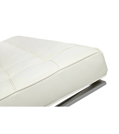 Sofa dwuosobowa BARCELON PRESTIGE PLUS  biała - włoska skóra naturalna, stal