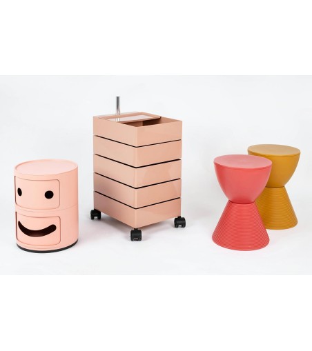 Stołek TAMBURO pastelowy koralowy - polipropylen