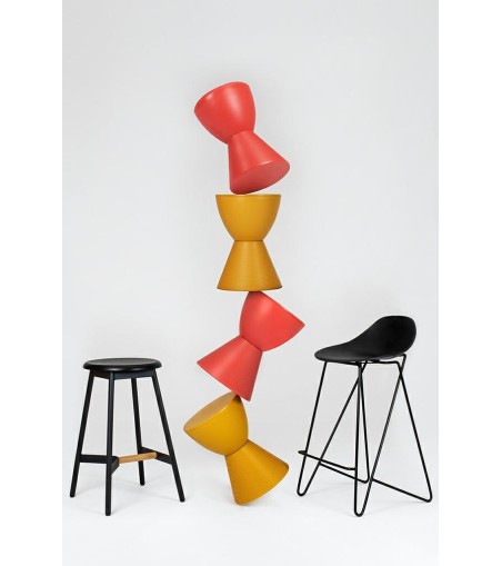 Stołek TAMBURO pastelowy koralowy - polipropylen