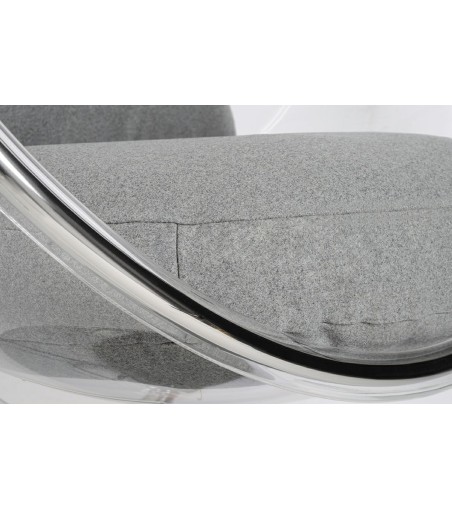 Fotel BUBBLE STAND poduszka jasnoszara - podstawa chrom, korpus akryl, poduszka wełna