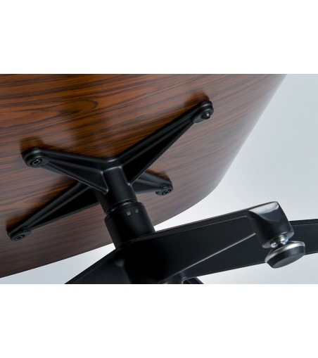 Fotel LOUNGE biały, sklejka orzech - skóra naturalna