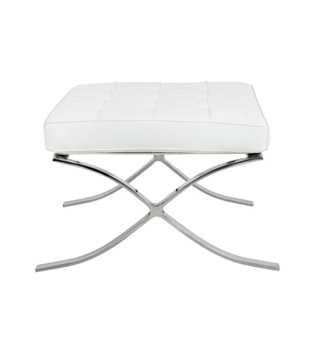 Podnóżek BARCELON PRESTIGE PLUS biały - włoska selekcjonowana skóra naturalna, stal