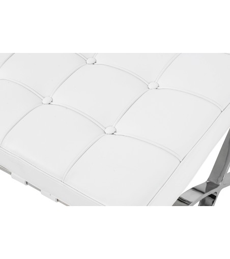 Podnóżek BARCELON PRESTIGE PLUS biały - włoska selekcjonowana skóra naturalna, stal