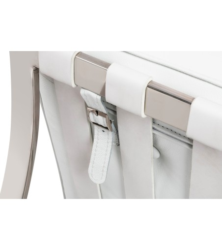 Podnóżek BARCELON PRESTIGE PLUS biały - włoska selekcjonowana skóra naturalna, stal