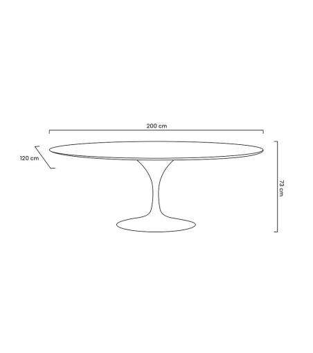 Stół TULIP ELLIPSE biały - blat owalny MDF, metal