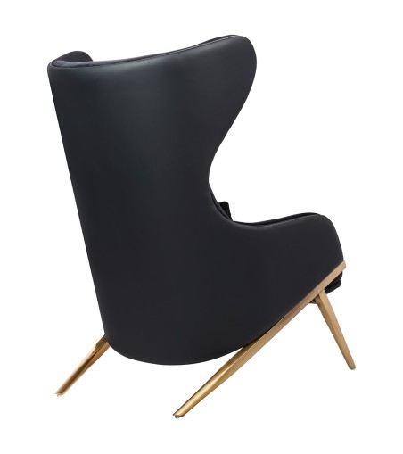 Fotel HAMPTON VELVET czarny, ekoskóra czarna - złota podstawa