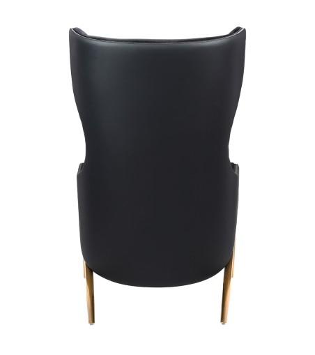 Fotel HAMPTON VELVET czarny, ekoskóra czarna - złota podstawa