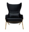 Fotel HAMPTON VELVET czarny, ekoskóra czarna - złota podstawa