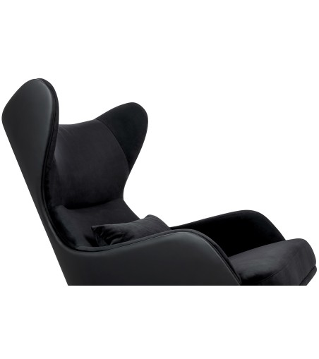 Fotel HAMPTON VELVET czarny, ekoskóra czarna - złota podstawa