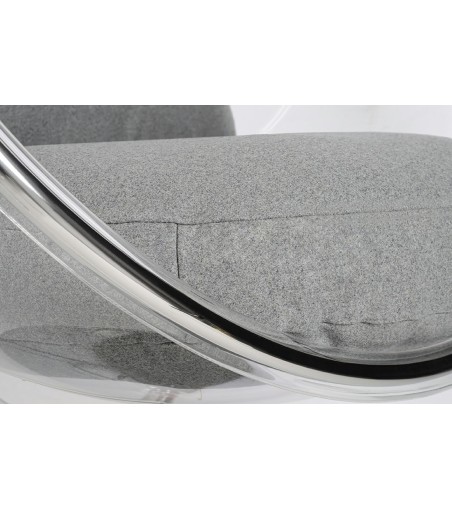 Fotel wiszący BUBBLE poduszka jasnoszara - korpus akryl, poduszka wełna