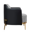 Fotel VENICE tkanina pepitka biało - czarna ekoskóra czarna - złota podstawa