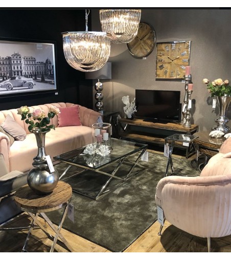 RICHMOND stolik PARAMOUNT - szkło, stal polerowana