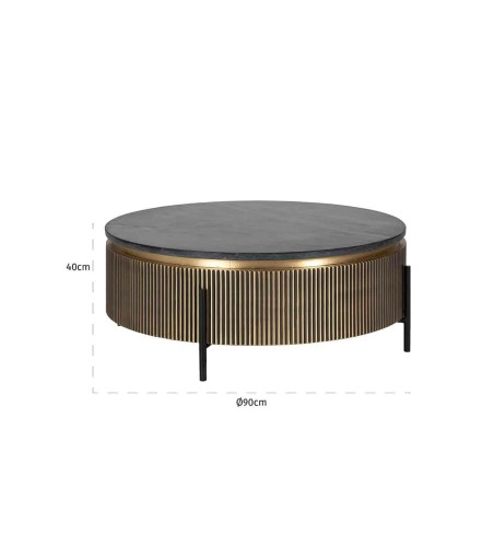 RICHMOND stolik kawowy IRONVILLE 90 czarny marmur