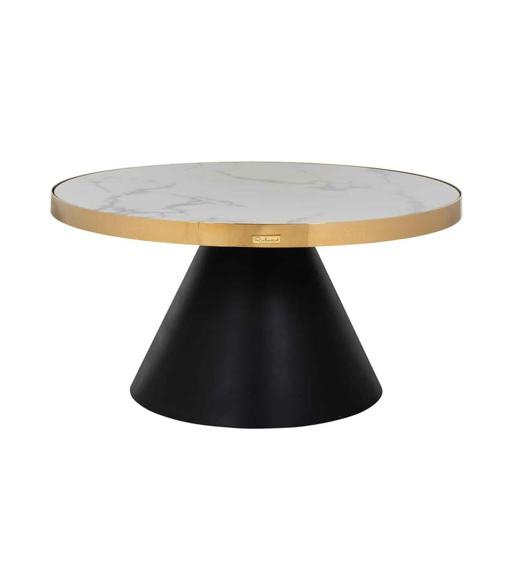 RICHMOND stolik kawowy ODIN 80 cm złoty - konglomerat, stal nierdzewna