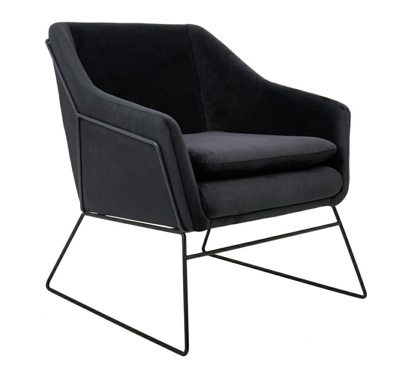 Fotel EMMA VELVET czarny welur - podstawa czarna