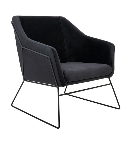 Fotel EMMA VELVET czarny welur - podstawa czarna