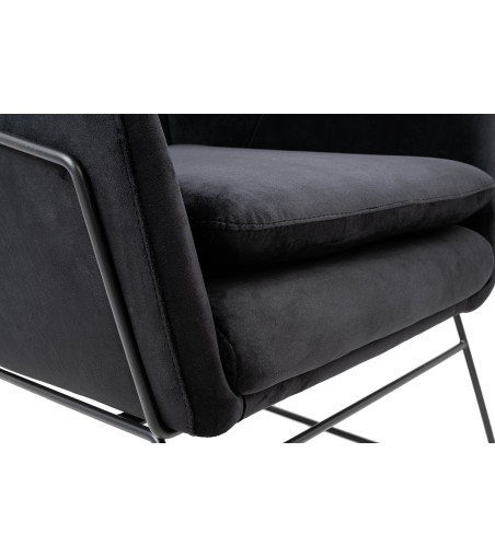 Fotel EMMA VELVET czarny welur - podstawa czarna