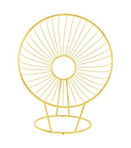 Fotel GABBIA STAND złoty z podnóżkiem
