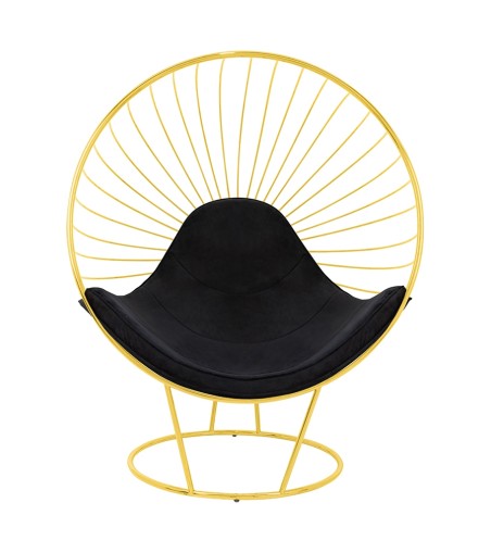 Fotel GABBIA STAND złoty z podnóżkiem