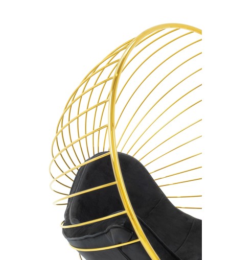 Fotel GABBIA STAND złoty z podnóżkiem