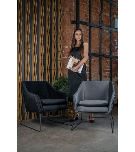 Fotel EMMA VELVET czarny welur - podstawa czarna