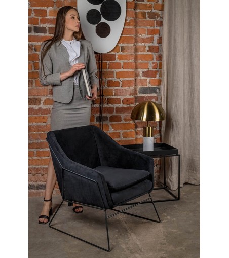 Fotel EMMA VELVET czarny welur - podstawa czarna