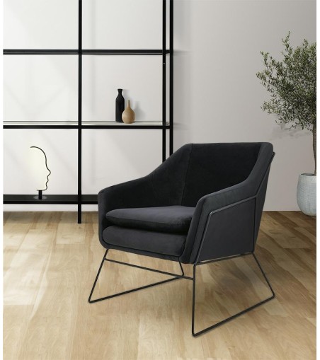 Fotel EMMA VELVET czarny welur - podstawa czarna