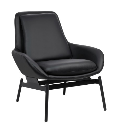 Fotel LAZY czarny ekoskóra - podstawa czarna