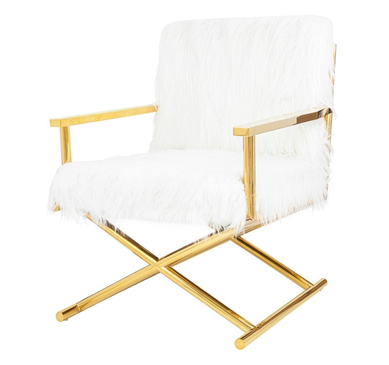 KARE fotel MR. FLUFFY biały / złoty