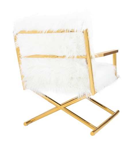 KARE fotel MR. FLUFFY biały / złoty