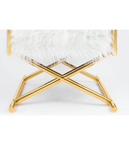 KARE fotel MR. FLUFFY biały / złoty