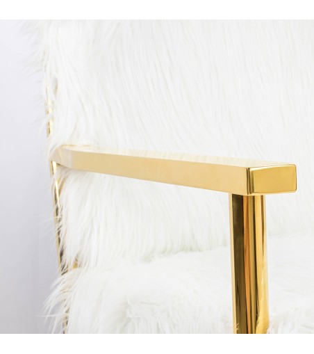 KARE fotel MR. FLUFFY biały / złoty