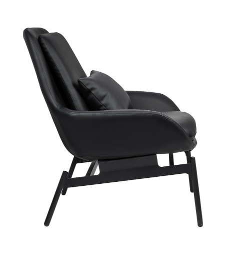 Fotel LAZY czarny ekoskóra - podstawa czarna