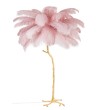 Lampa podłogowa TIFFANY 175 różowa mosiądz / naturalne pióra