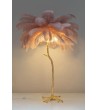 Lampa podłogowa TIFFANY 175 różowa mosiądz / naturalne pióra