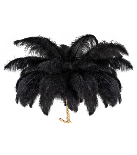 Lampa podłogowa TIFFANY 175 czarna  mosiądz / naturalne pióra