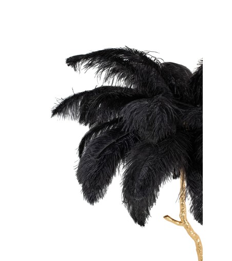 Lampa podłogowa TIFFANY 175 czarna  mosiądz / naturalne pióra