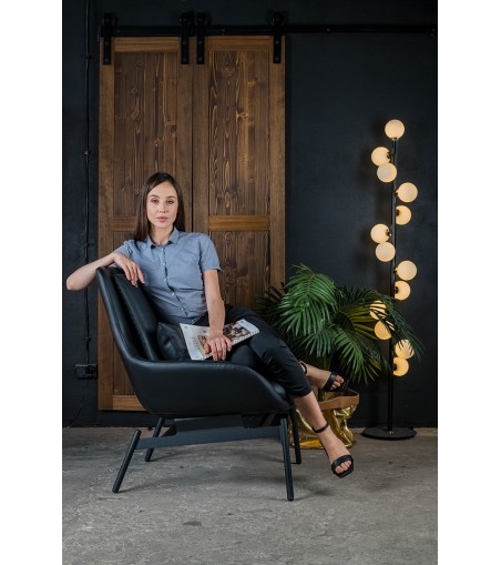 Fotel LAZY czarny ekoskóra - podstawa czarna