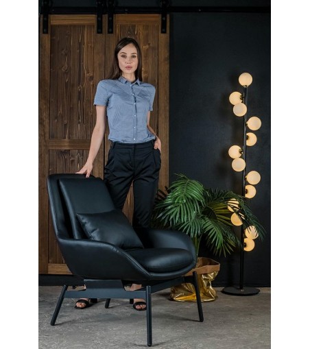 Fotel LAZY czarny ekoskóra - podstawa czarna