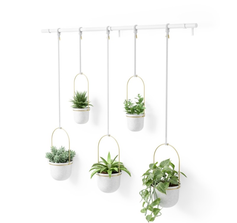 UMBRA donica wisząca TRIFLORA 5 LARGE biała / mosiądz