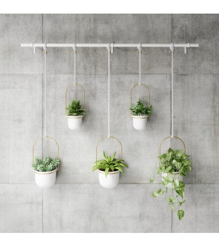 UMBRA donica wisząca TRIFLORA 5 LARGE biała / mosiądz