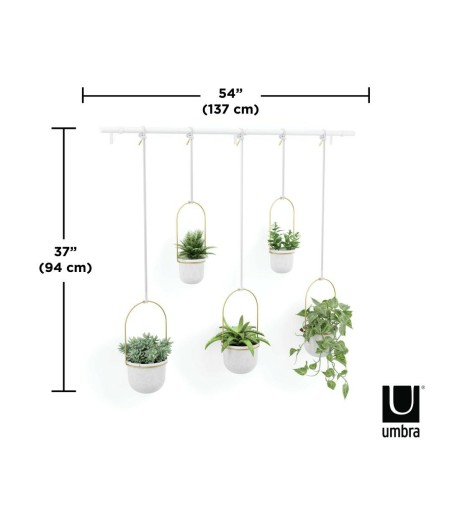 UMBRA donica wisząca TRIFLORA 5 LARGE biała / mosiądz