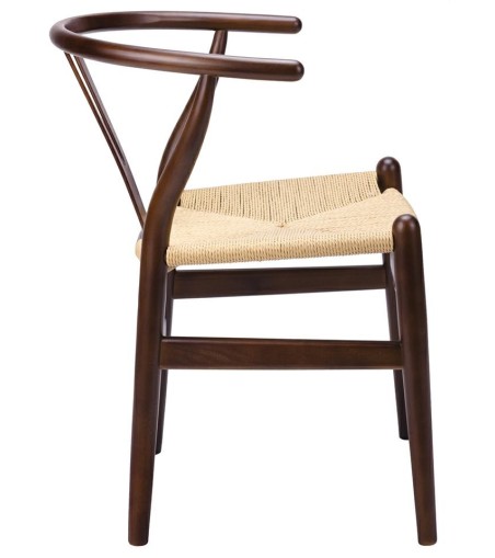Krzesło WISHBONE ciemny brąz - drewno bukowe, naturalne włókno