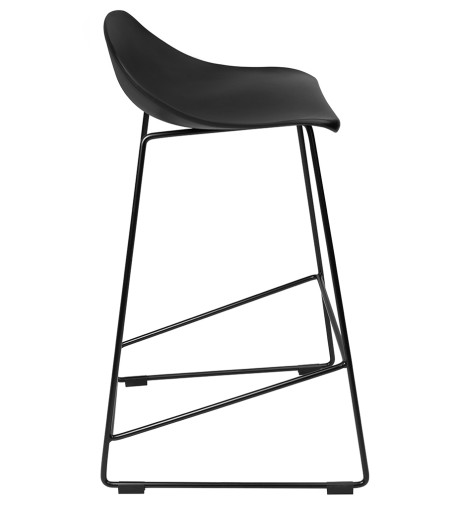 Krzesło barowe ROLF czarne 66 cm - polipropylen, metal